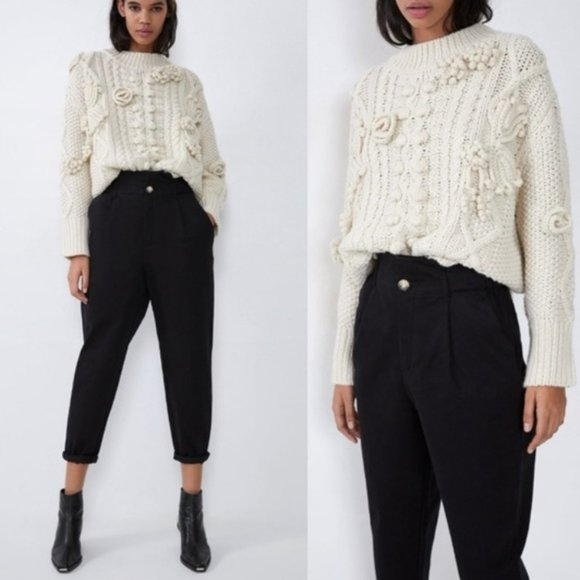 Zara Pants - Zara Black Paper Bag High Waist Slouchy Pants / Trousers Size XS